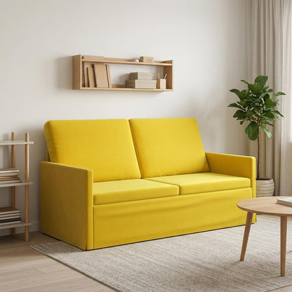 2 Seater Sofa 150 x 81 x 82 cm Velvet 140 cm Yellow