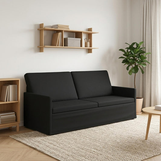 3 Seater Sofa 190 x 81 x 82 cm Fabric 180 cm Black
