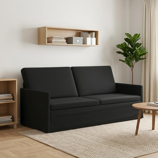 3 Seater Sofa 190 x 81 x 82 cm Velvet 180 cm Black