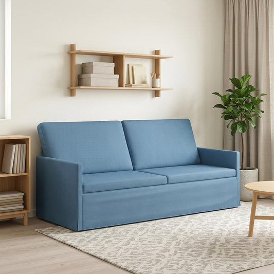 3 Seater Sofa 190 x 81 x 82 cm Corduroy Fabric 180 cm Blue