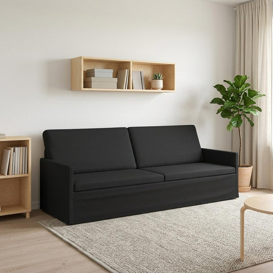 3 Seater Sofa 220 x 81 x 82 cm Fabric 210 cm Black