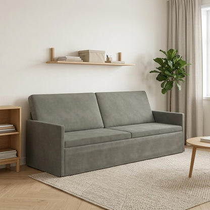 3 Seater Sofa 220 x 81 x 82 cm Corduroy Fabric 210 cm Light grey