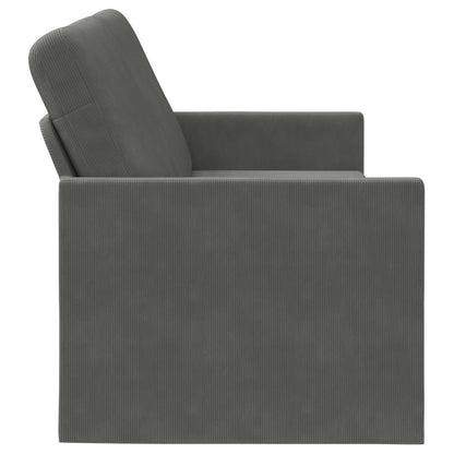 3 Seater Sofa 220 x 81 x 82 cm Corduroy Fabric 210 cm Dark grey