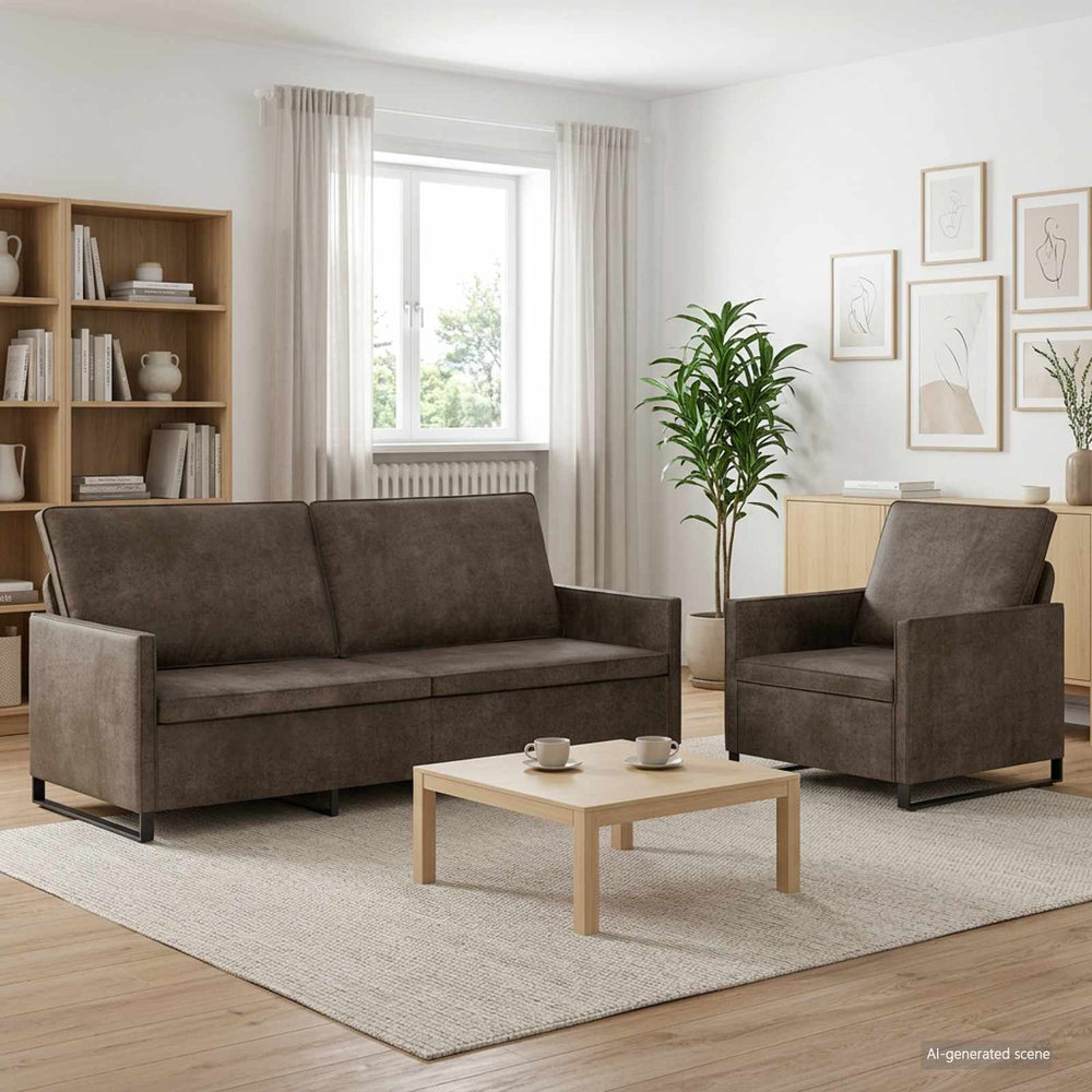 vidaXL Sofa Set 2 pcs Dark Grey Faux Suede Fabric