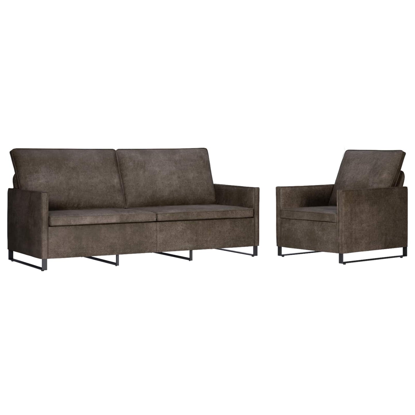 vidaXL Sofa Set 2 pcs Dark Grey Faux Suede Fabric 2