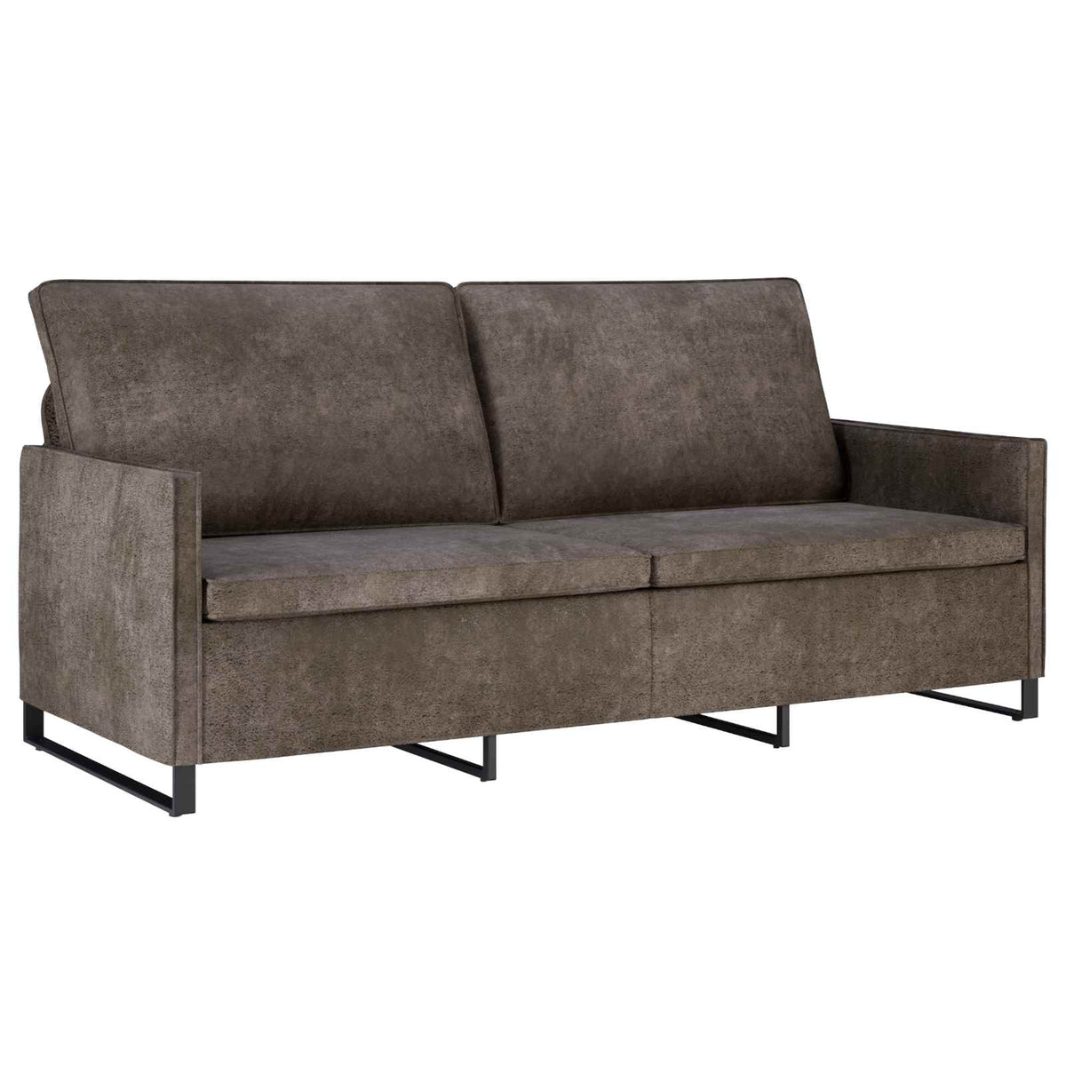 Sofa Set 2 pcs Faux Suede Fabric Dark grey 1-Seater + 3-Seater (180 cm)