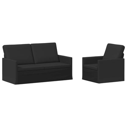 Sofa Set 2 pcs Fabric 1-Seater + 2-Seater (140 cm) Black