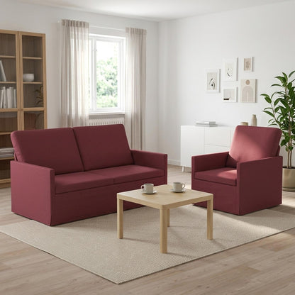 Sofa Set 2 pcs Fabric 1-Seater + 2-Seater (140 cm) Wine red