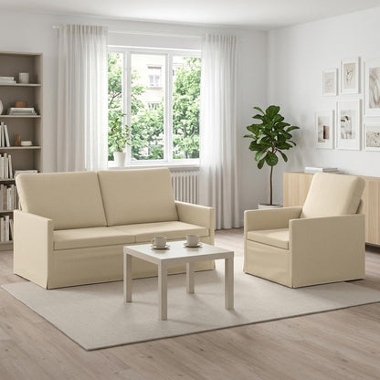 Sofa Set 2 pcs Fabric 1-Seater + 2-Seater (140 cm) Cream