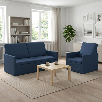 Sofa Set 2 pcs Fabric 1-Seater + 2-Seater (140 cm) Blue