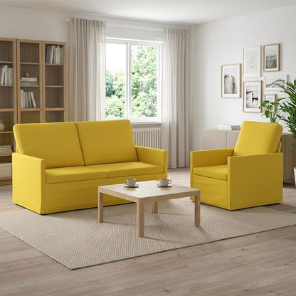 Sofa Set 2 pcs Fabric 1-Seater + 2-Seater (140 cm) Light yellow