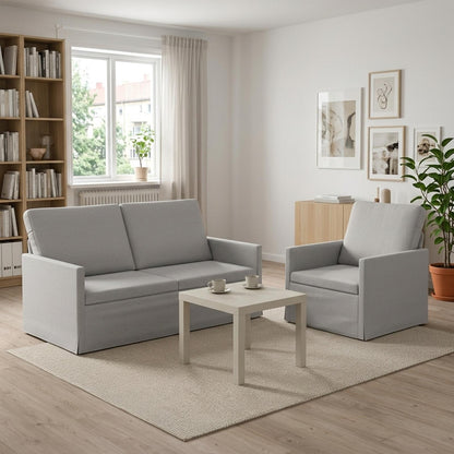 Sofa Set 2 pcs Fabric 1-Seater + 2-Seater (140 cm) Cloud grey