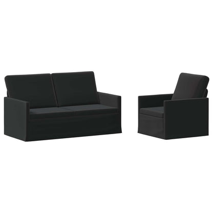 Sofa Set 2 pcs Velvet 1-Seater + 2-Seater (140 cm) Black