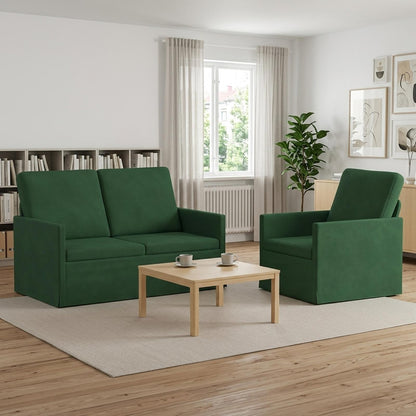 Sofa Set 2 pcs Corduroy Fabric 1-Seater + 2-Seater (120 cm) Jungle green