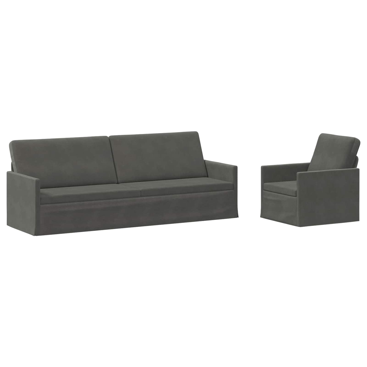 Sofa Set 2 pcs Corduroy Fabric 1-Seater + 3-Seater (210 cm) Dark grey