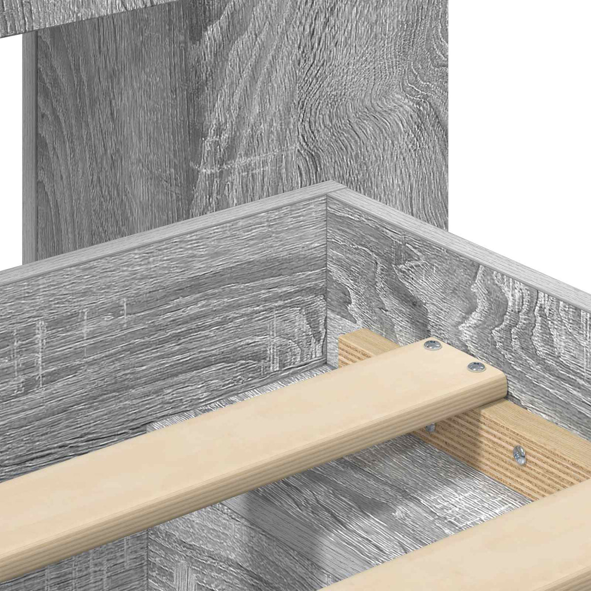 Bed Frame with Storage Engineered Wood Length 200 cm without Centre Shelf Grey Sonoma 80 cm