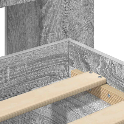 Bed Frame with Storage Engineered Wood Length 200 cm without Centre Shelf Grey Sonoma 80 cm