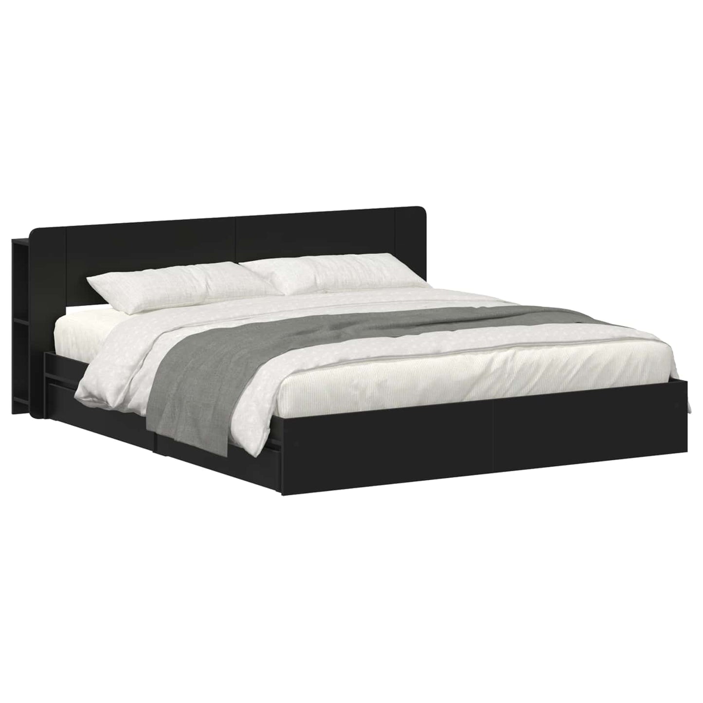vidaXL Bed Frame with Storage Black 200 x 200 cm Engineered Wood 2