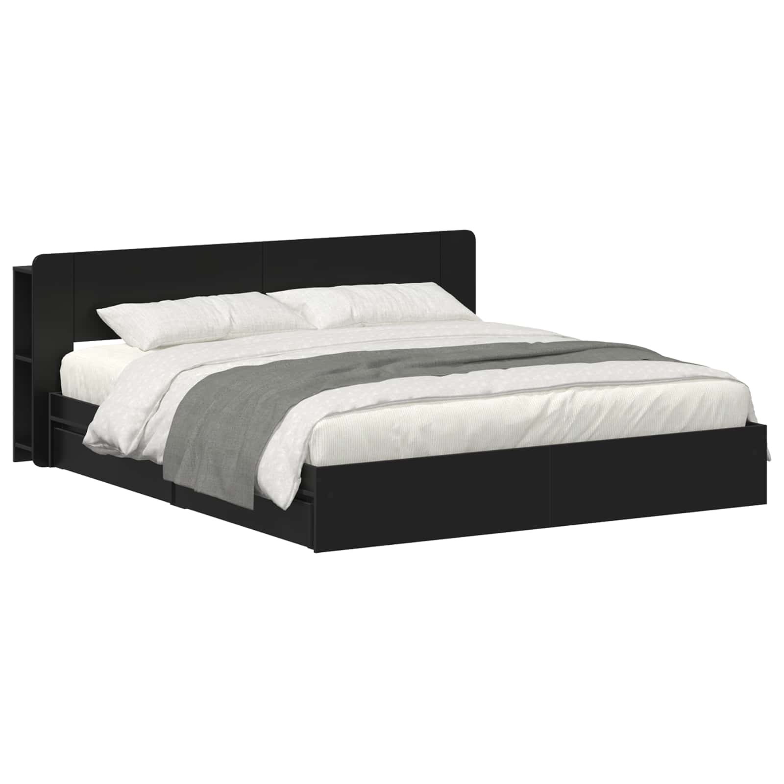 vidaXL Bed Frame with Storage Black 200 x 200 cm Engineered Wood 2