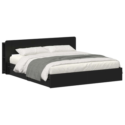 vidaXL Bed Frame with Storage Black 200 x 200 cm Engineered Wood 2
