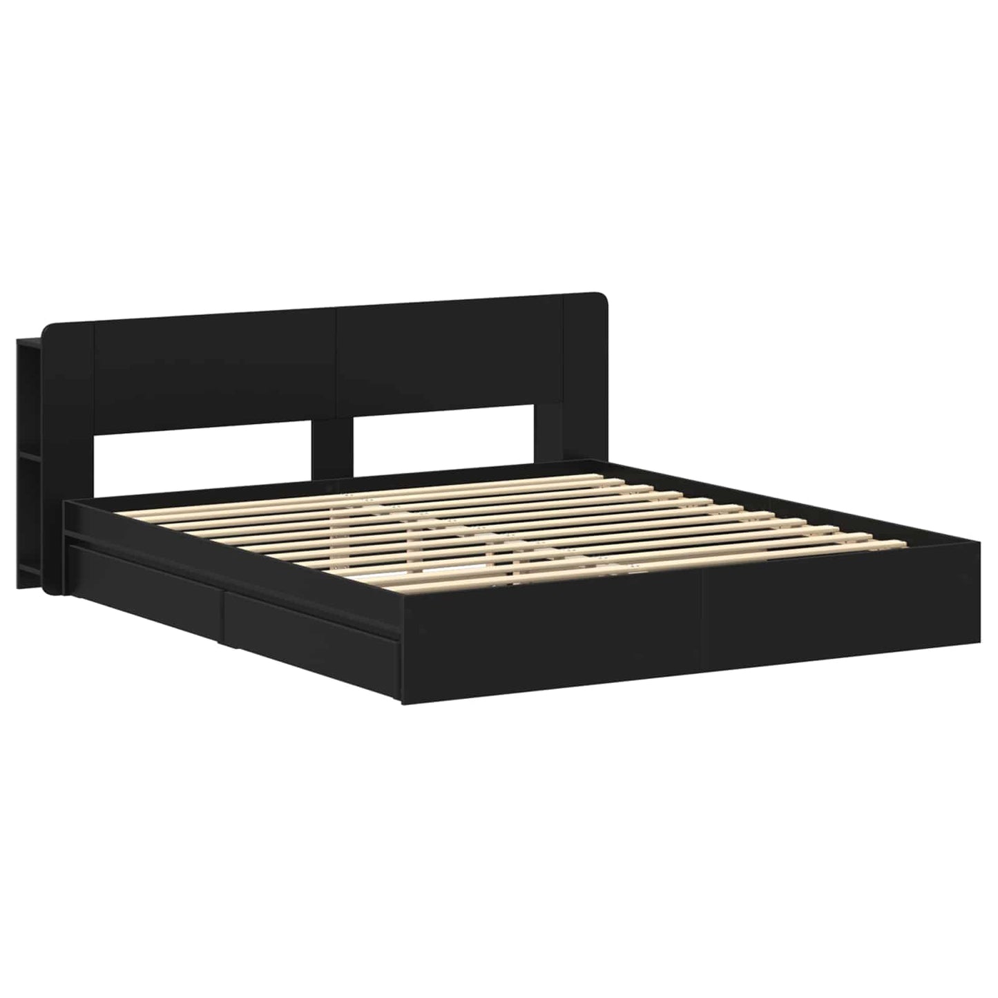 vidaXL Bed Frame with Storage Black 200 x 200 cm Engineered Wood 3