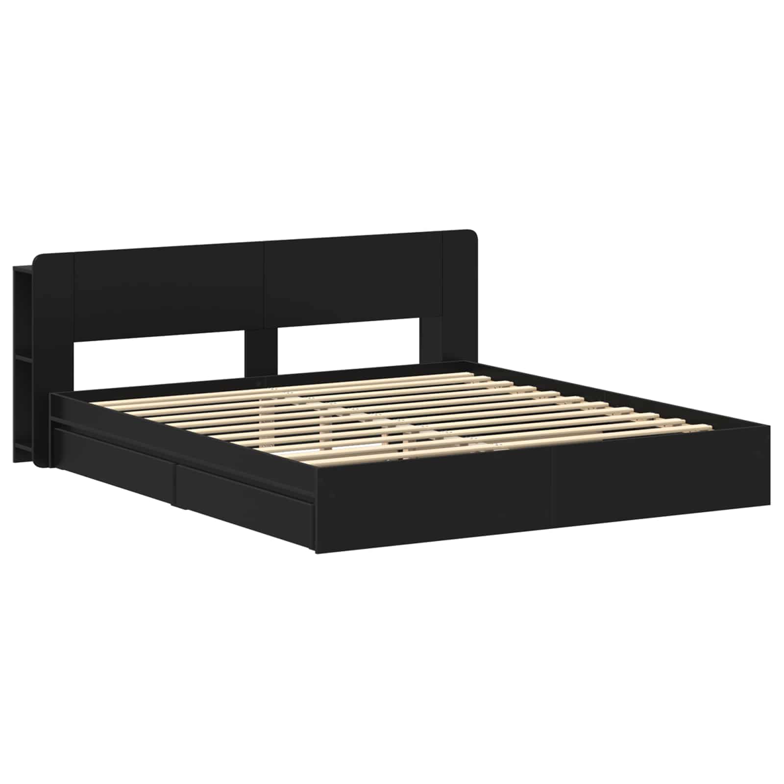 vidaXL Bed Frame with Storage Black 200 x 200 cm Engineered Wood 3