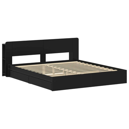 vidaXL Bed Frame with Storage Black 200 x 200 cm Engineered Wood 3