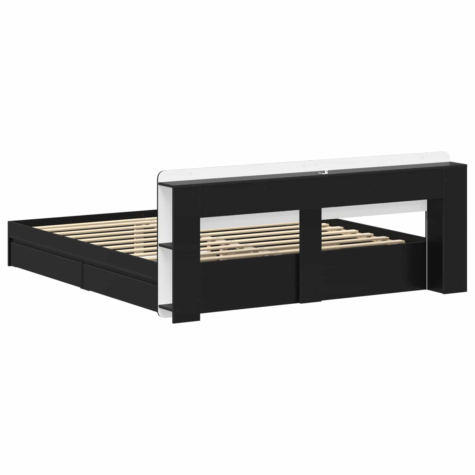 vidaXL Bed Frame with Storage Black 200 x 200 cm Engineered Wood 6