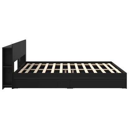 vidaXL Bed Frame with Storage Black 200 x 200 cm Engineered Wood 5