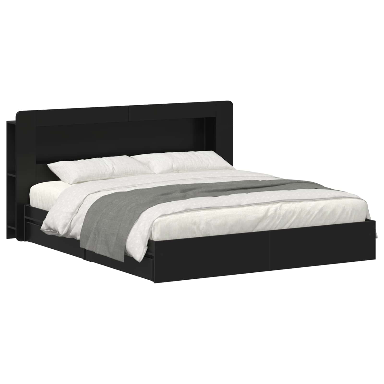 vidaXL Bed Frame with Storage Black 200 x 200 cm Engineered Wood 2