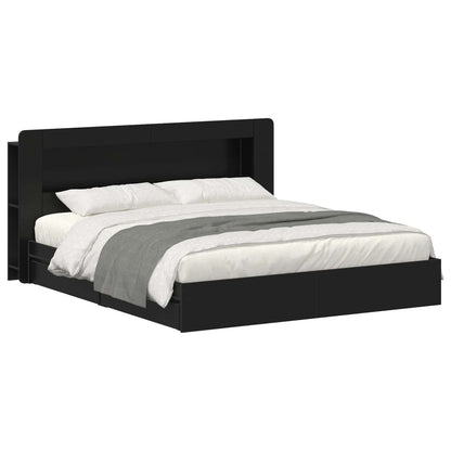 vidaXL Bed Frame with Storage Black 200 x 200 cm Engineered Wood 2