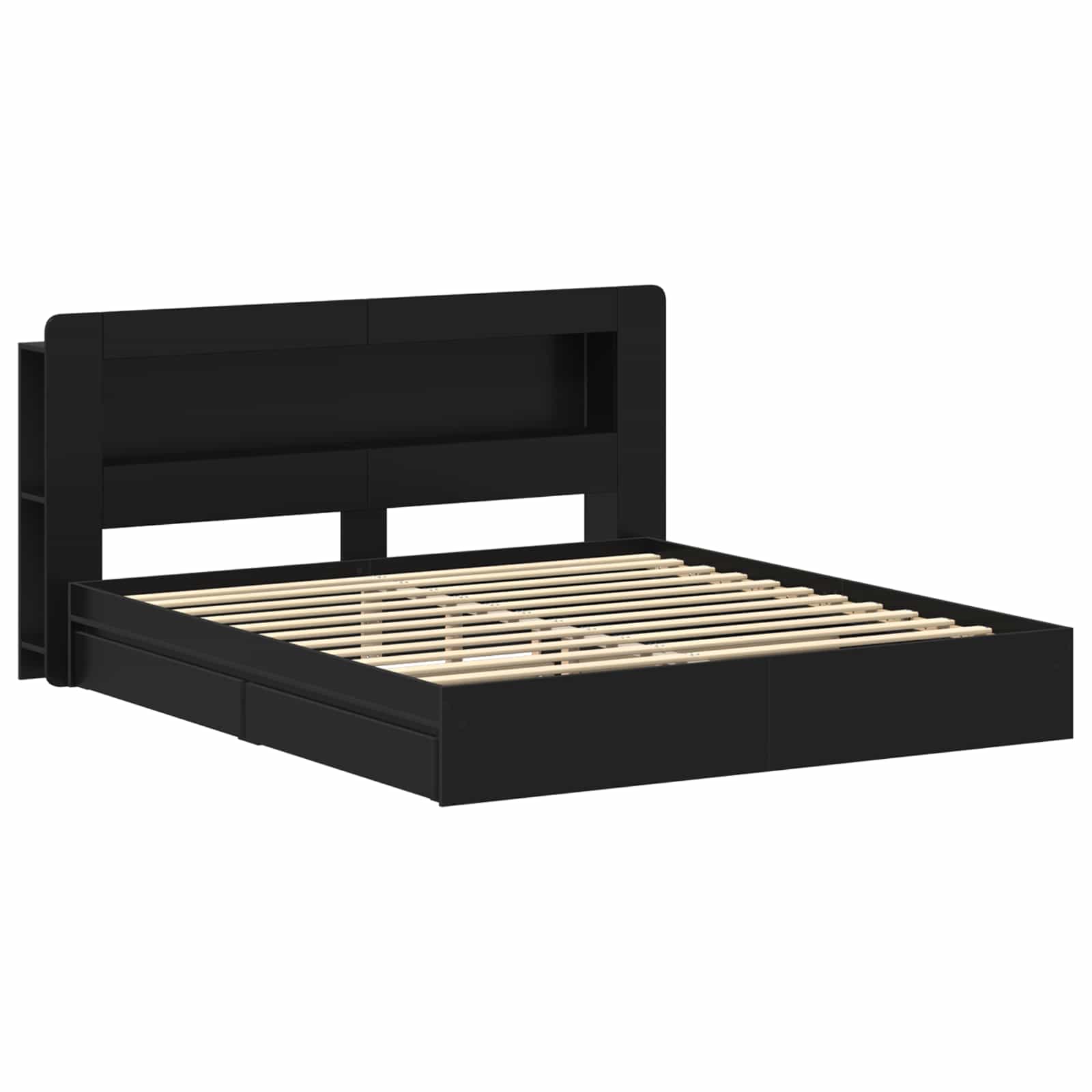vidaXL Bed Frame with Storage Black 200 x 200 cm Engineered Wood 3