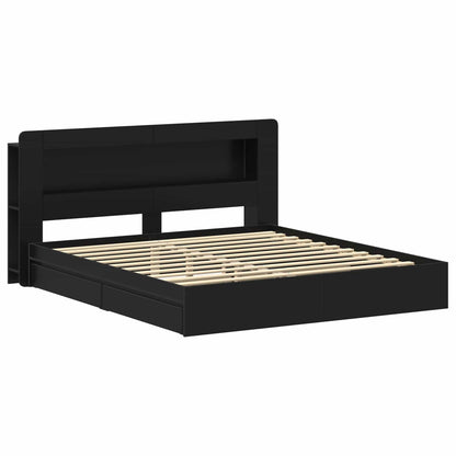 vidaXL Bed Frame with Storage Black 200 x 200 cm Engineered Wood 3