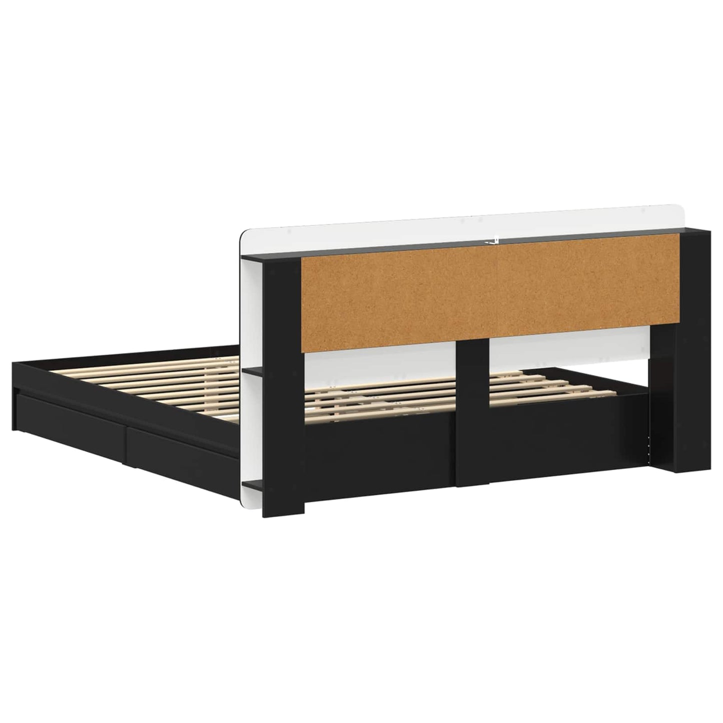 vidaXL Bed Frame with Storage Black 200 x 200 cm Engineered Wood 6