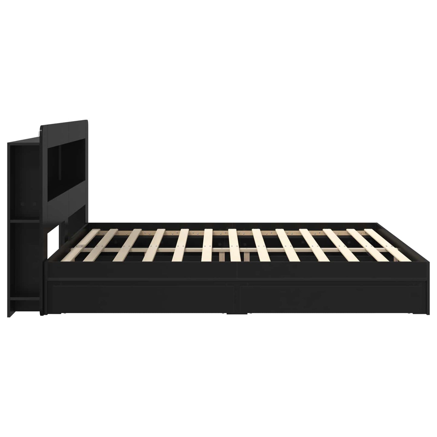 vidaXL Bed Frame with Storage Black 200 x 200 cm Engineered Wood 5