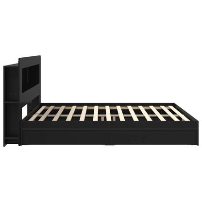 vidaXL Bed Frame with Storage Black 200 x 200 cm Engineered Wood 5