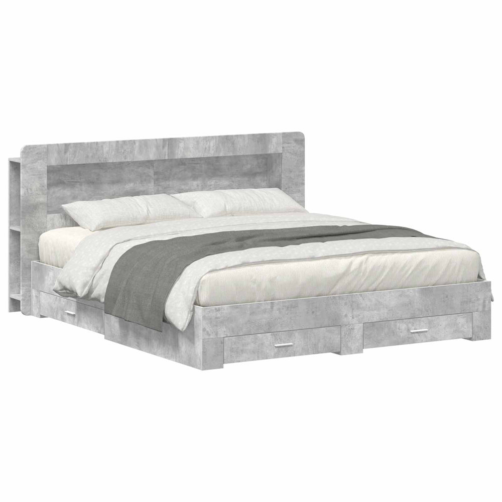 vidaXL Bed Frame with Storage 200 x 200 cm Engineered Wood with Centre Shelf