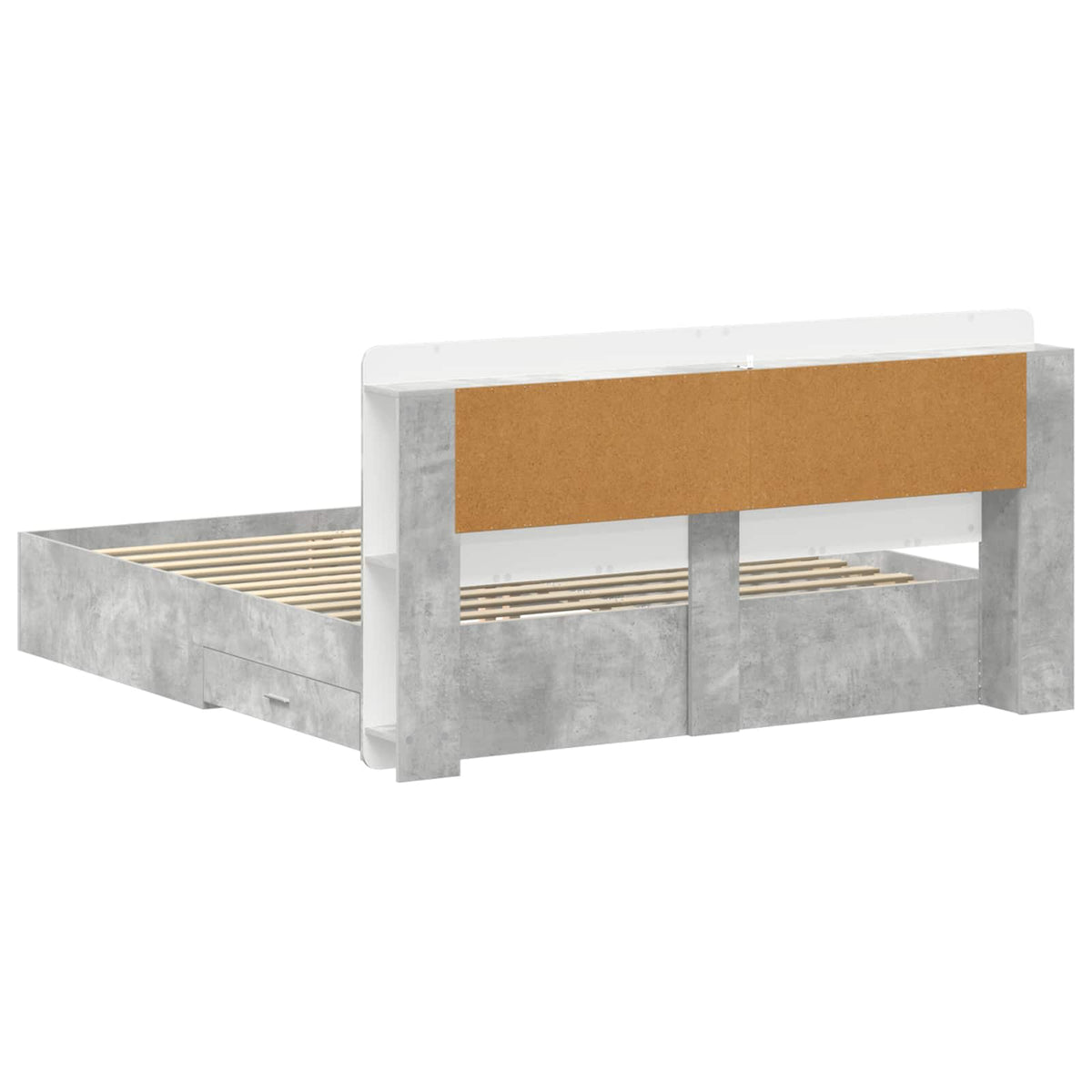 Bed Frame with Storage 200 x 200 cm Engineered Wood with Centre Shelf Concrete grey