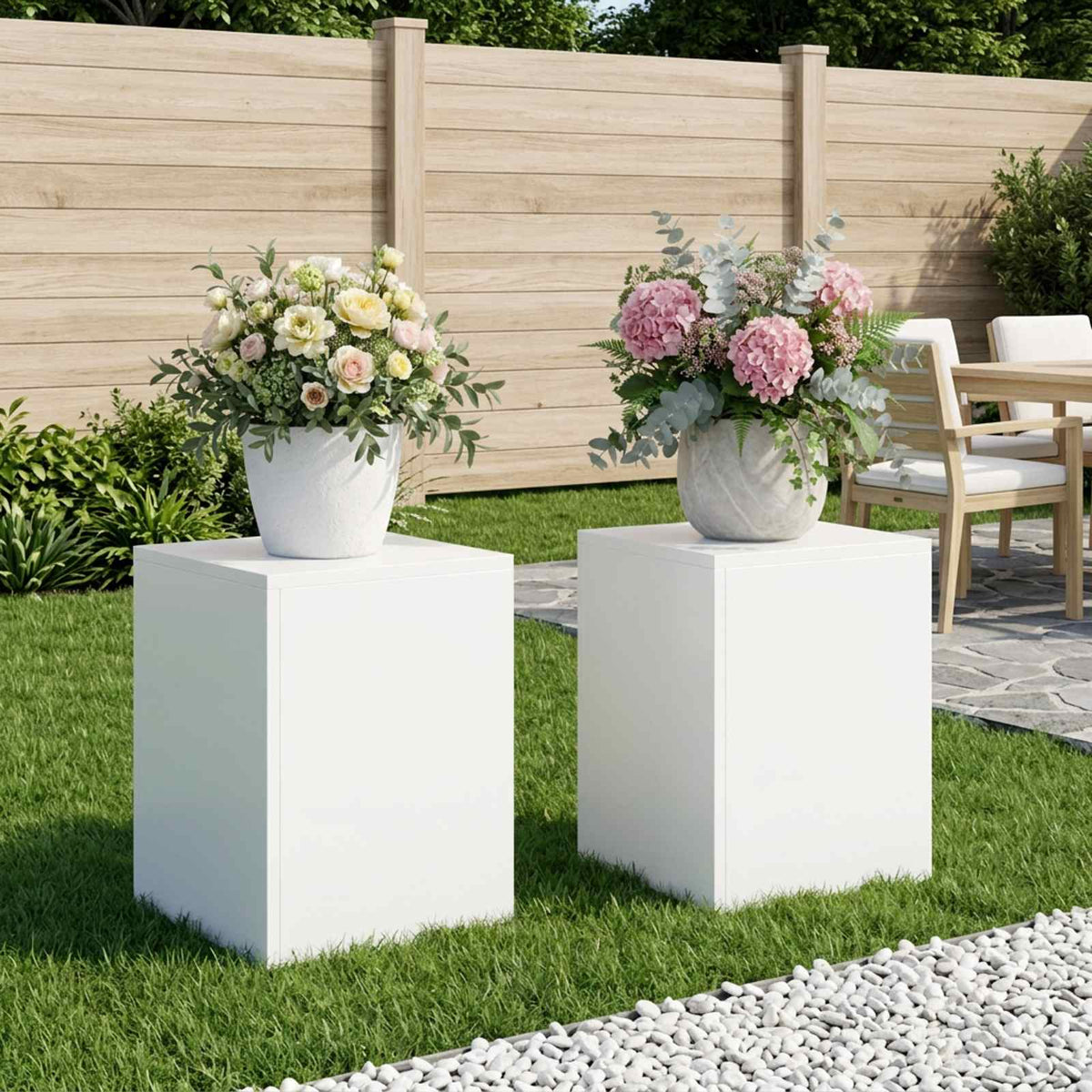 Plant Stand 30 x 30 x 40 cm Steel White 2x (30 x 30 x 40 cm)