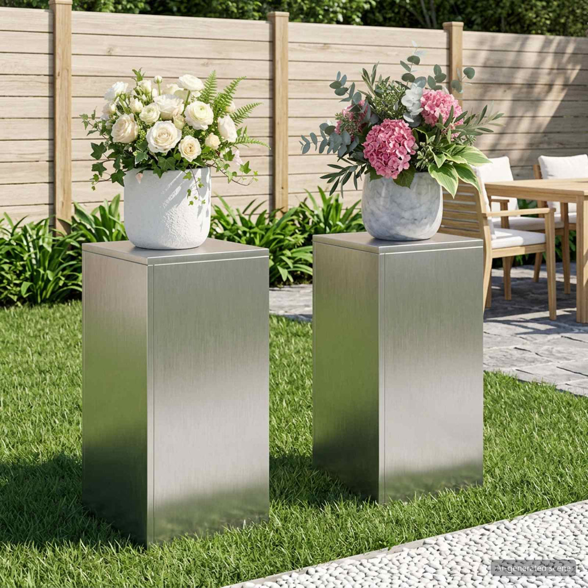 Plant Stand Silver 30 x 30 x 40 cm Steel Stainless Steel 2x (30 x 30 x 60 cm)