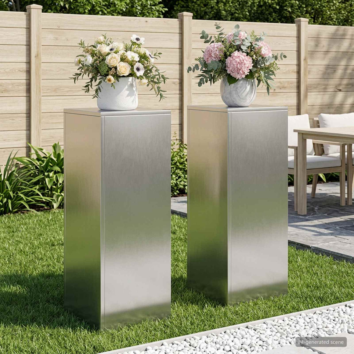 Plant Stand Silver 30 x 30 x 40 cm Steel Stainless Steel 2x (30 x 30 x 80 cm)