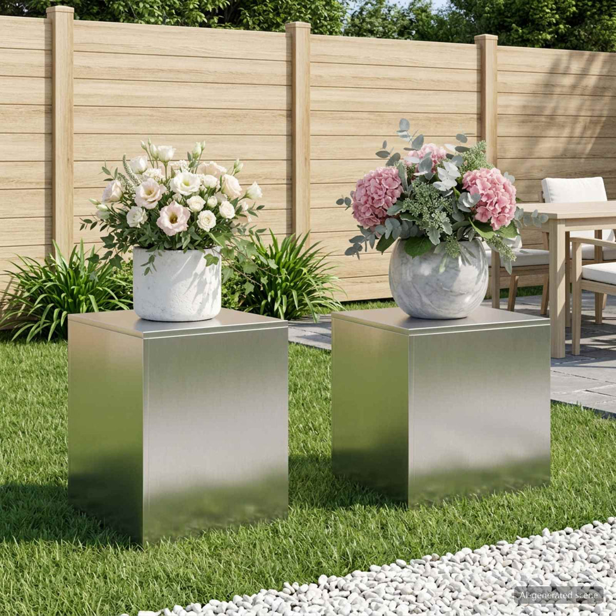 Plant Stand Silver 30 x 30 x 40 cm Steel Stainless Steel 2x (40 x 40 x 40 cm)