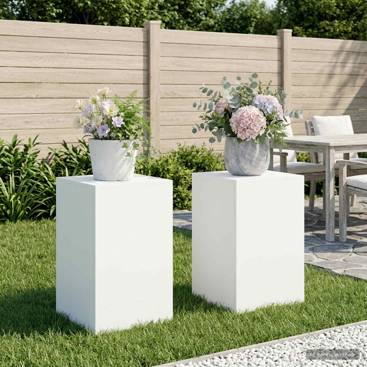 Plant Stand 30 x 30 x 40 cm Steel White 2x (40 x 40 x 60 cm)