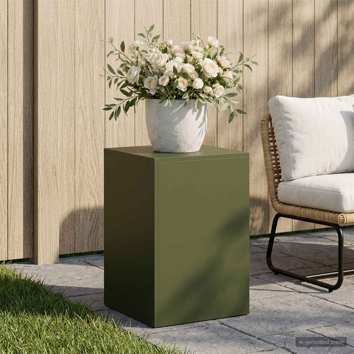 Plant Stand 2 pcs 30 x 30 x 40 cm Steel Olive Green 1x (40 x 40 x 60 cm)