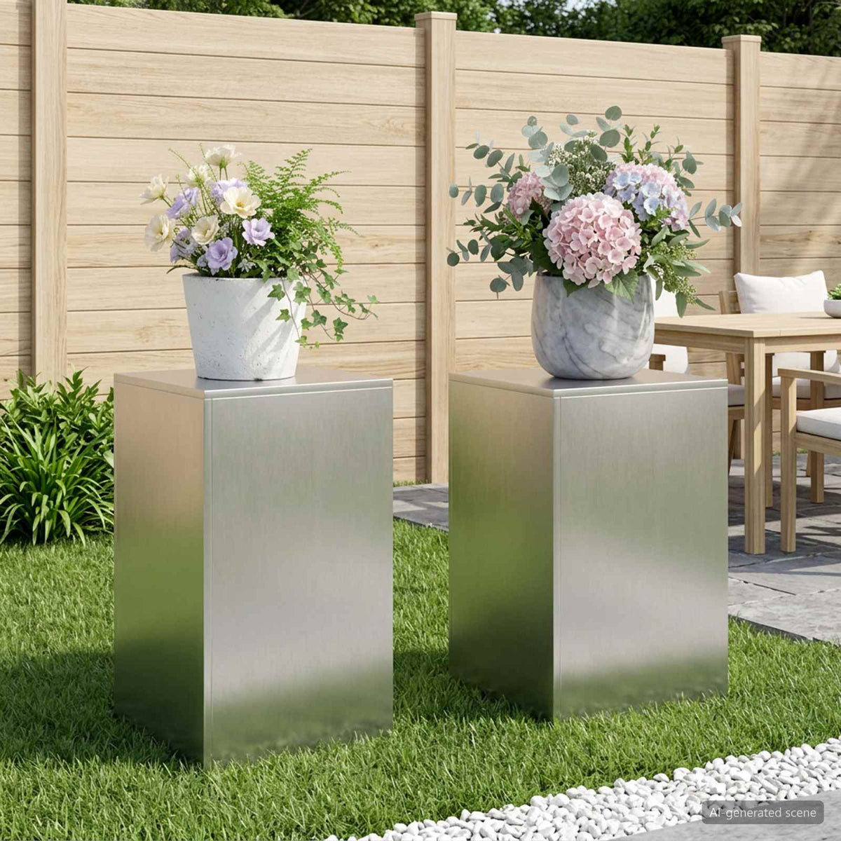 Plant Stand Silver 30 x 30 x 40 cm Steel Stainless Steel 2x (40 x 40 x 60 cm)