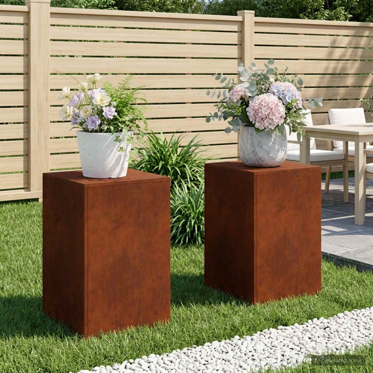 Plant Stand Rusty 30 x 30 x 40 cm Weathering Steel 2x (40 x 40 x 60 cm)