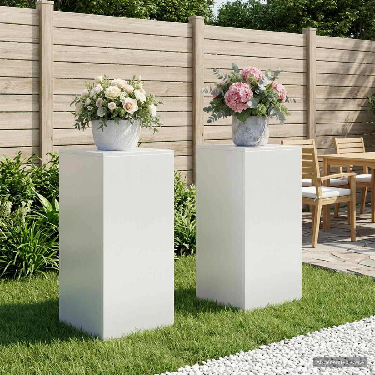 Plant Stand 30 x 30 x 40 cm Steel White 2x (40 x 40 x 80 cm)