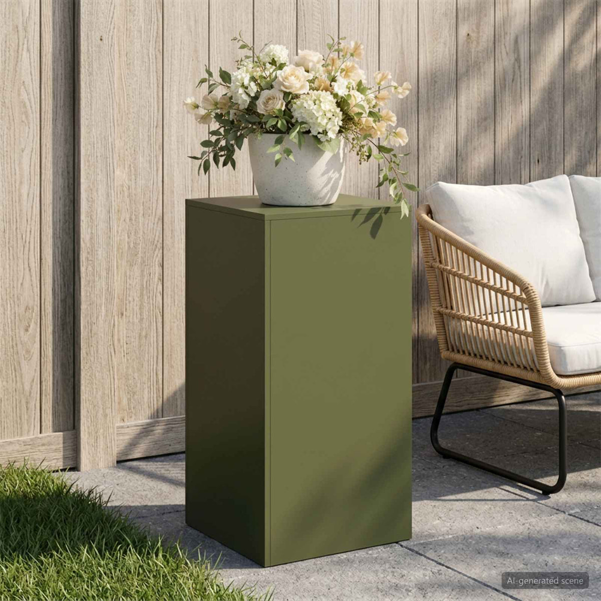 Plant Stand 2 pcs 30 x 30 x 40 cm Steel Olive Green 1x (40 x 40 x 80 cm)