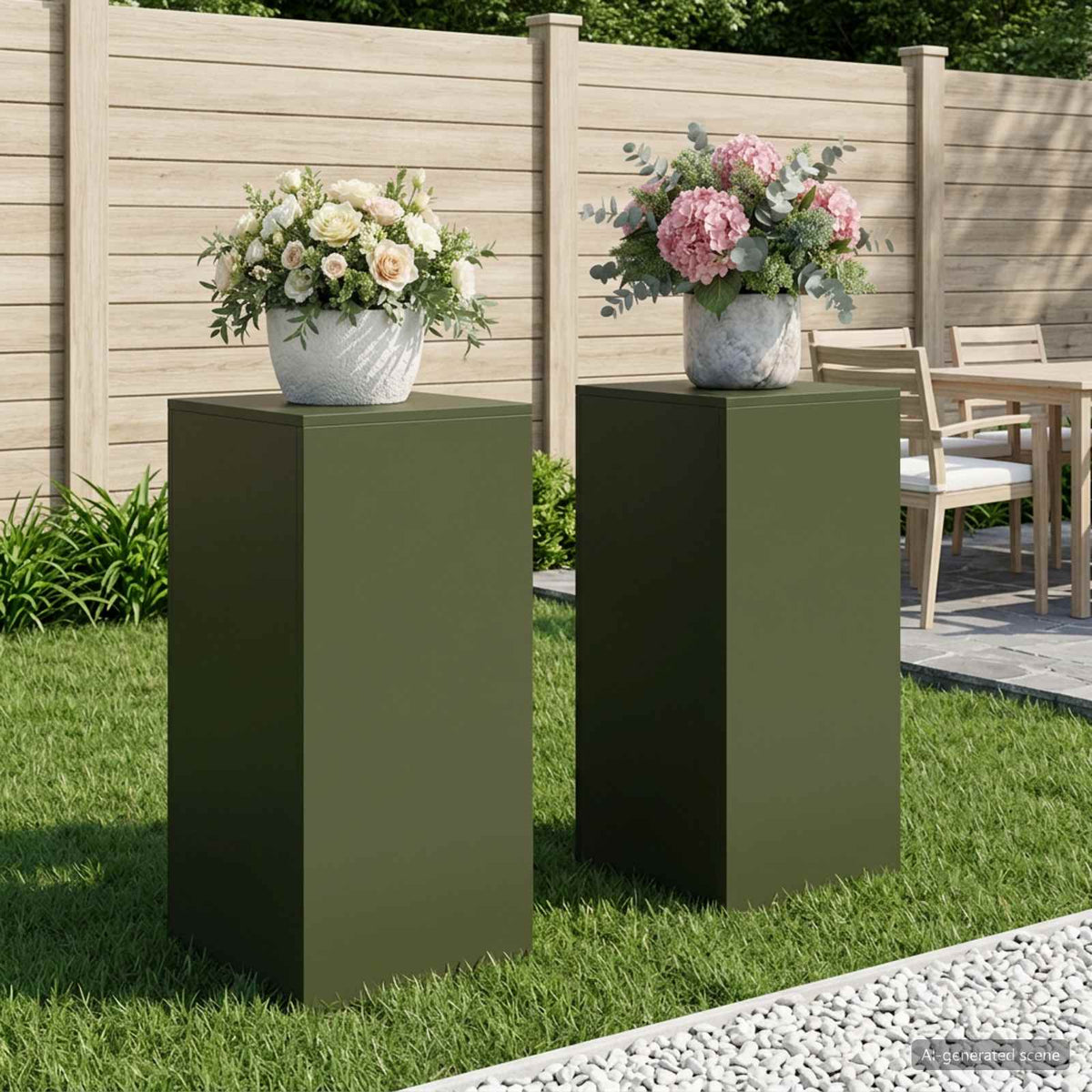 Plant Stand 2 pcs 30 x 30 x 40 cm Steel Olive Green 2x (40 x 40 x 80 cm)