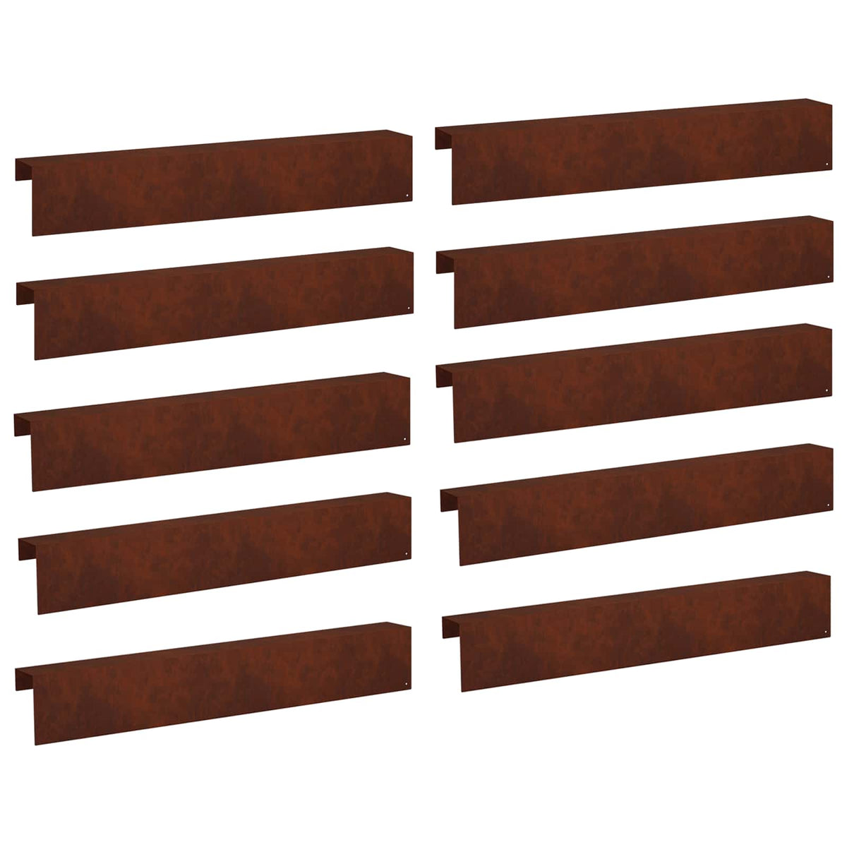 Garden Cover Profile 100 x 15 cm Steel 10 pcs Depth 10 cm Weathering steel